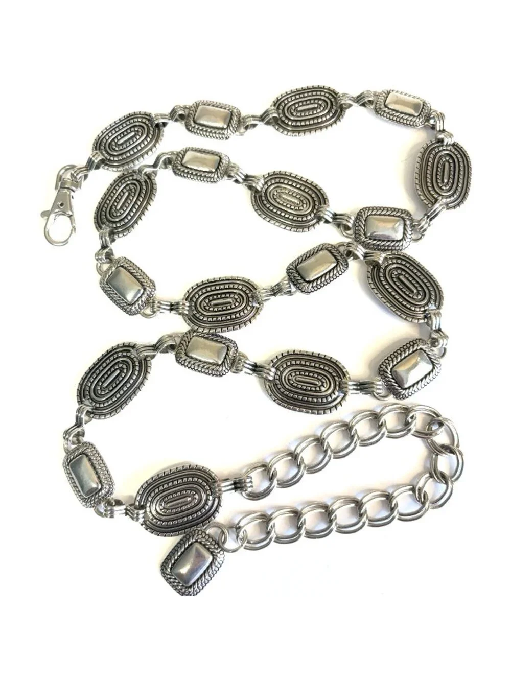 BELT Womens Metal Chain Belt Silver Tone Western Boho Biker Heavyweight 43